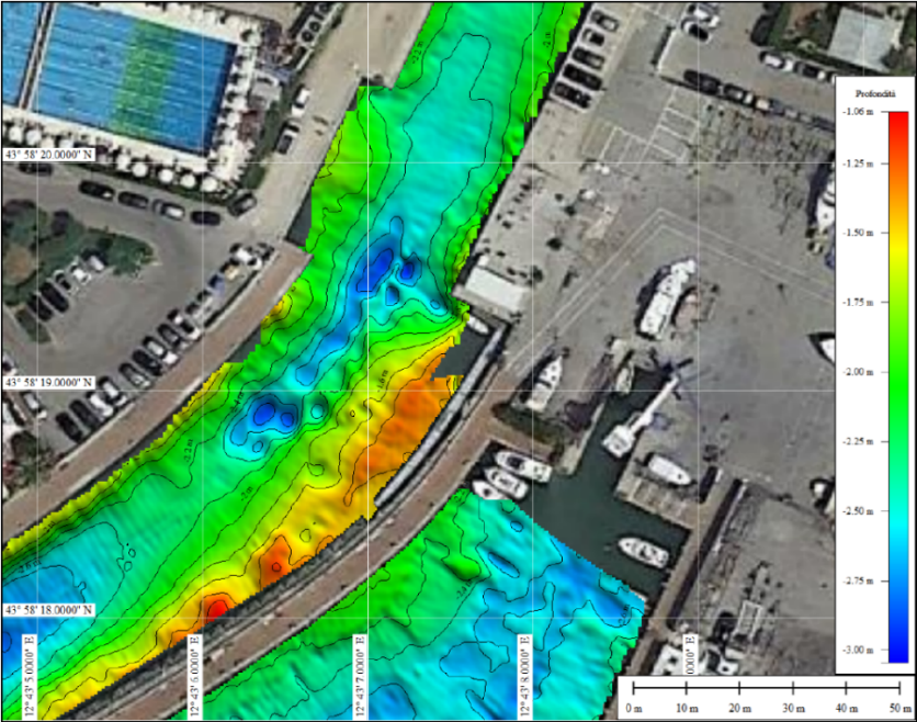 Example of bathymetry obtained from multibeam echo sounder data