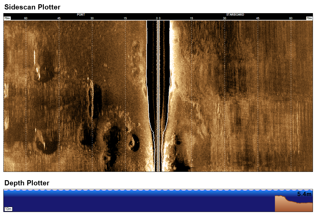 Esempio di immagine acustica del fondale ricavata dai dati del side scan sonar